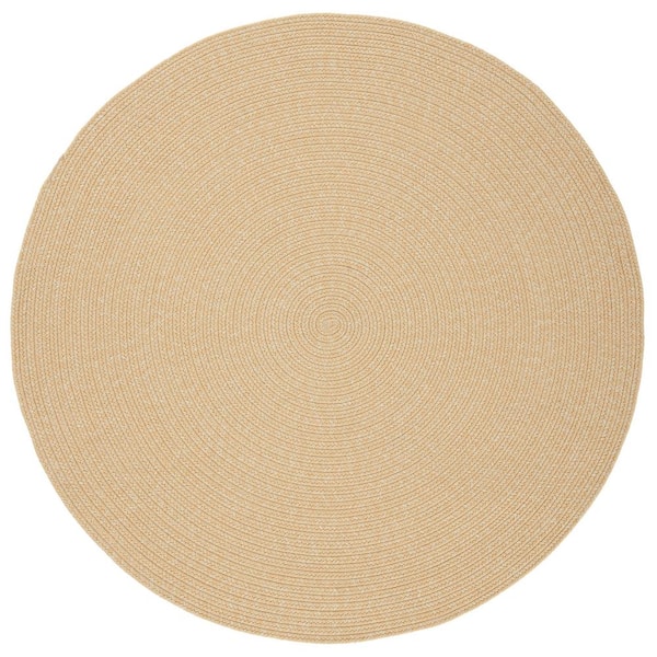 SAFAVIEH Braided Beige/Tan Doormat 3 ft. x 3 ft. Solid Color Gradient Round Area Rug