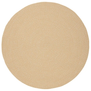 Braided Beige/Tan 8 ft. x 8 ft. Solid Color Gradient Round Area Rug