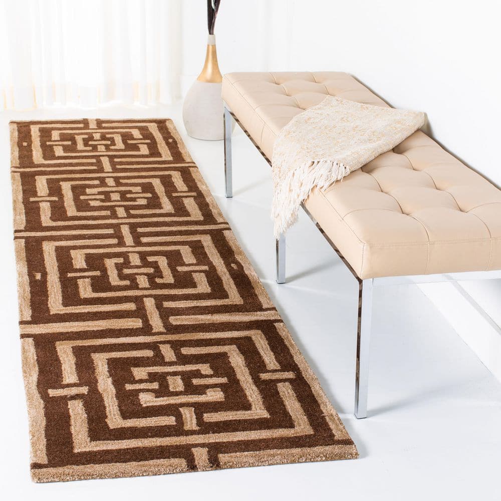 Wyndham 2 ft. x 9 ft. Brown Geometric Square Runner Rug price history on PriceWatchPro