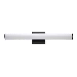 Rail 24 in. 1 Light Stainless Steel Black LED Bath Vanity Light Bar with CCT Select