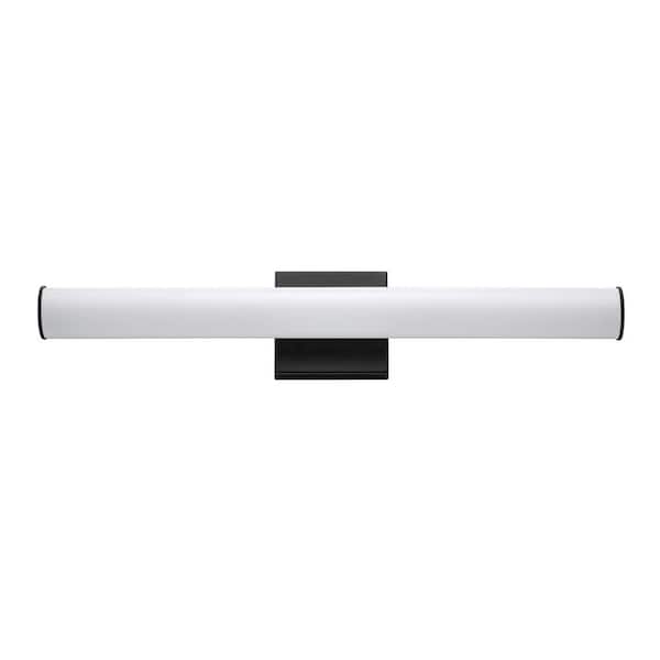Maxim Lighting Rail 24 in. 1 Light Stainless Steel Black LED Bath Vanity Light Bar with CCT Select