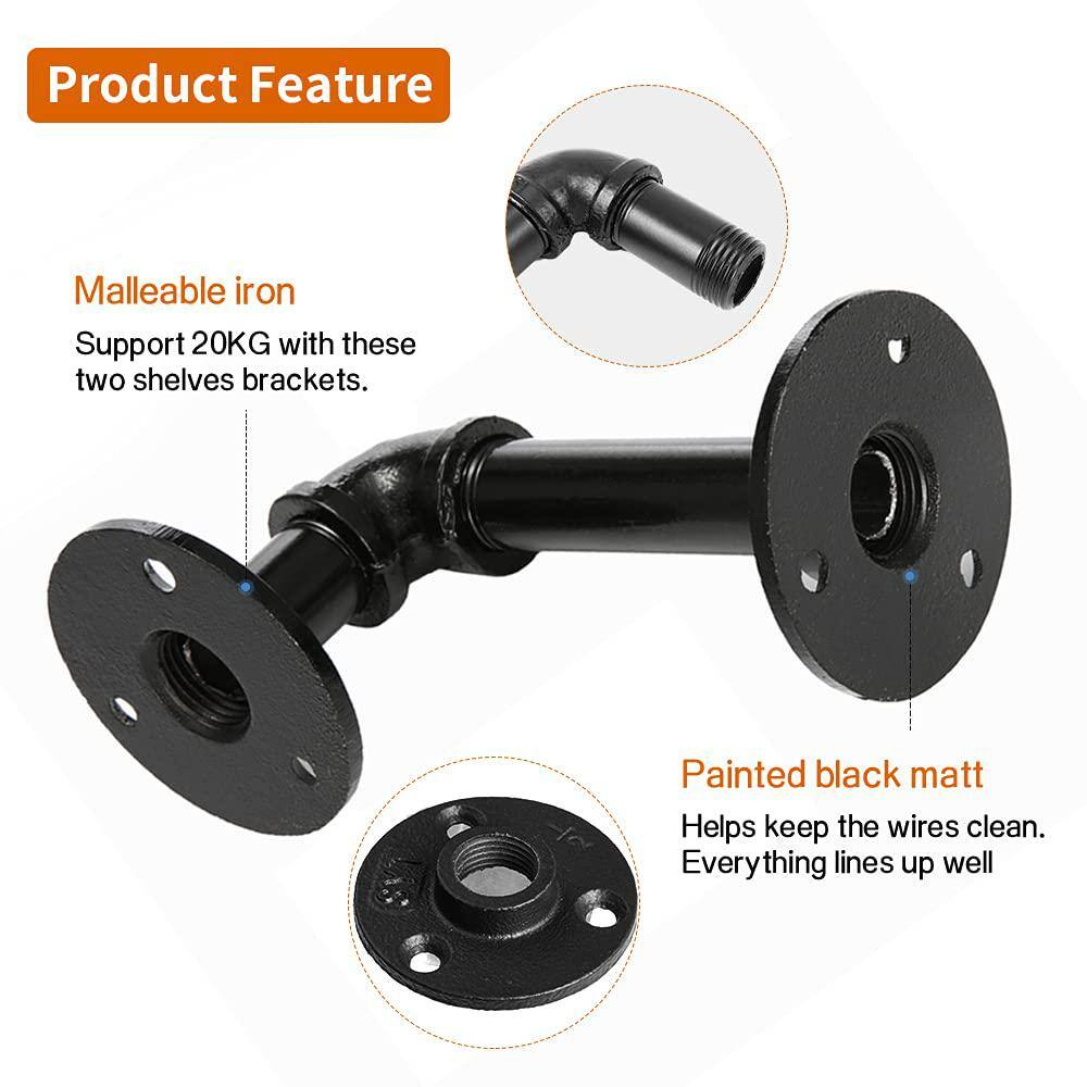Product features: malleable iron, 20KG support, painted black matte.