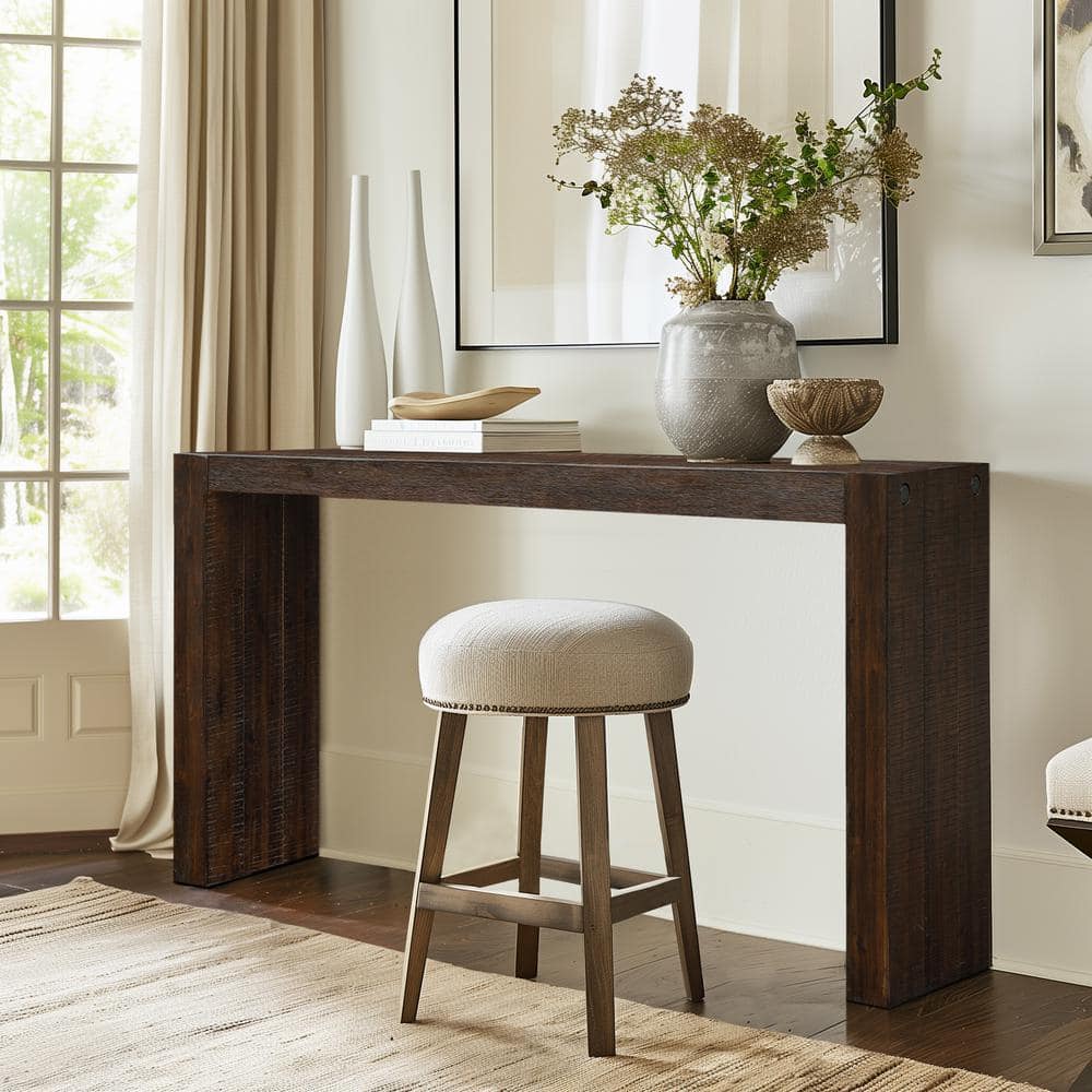 Weathered Medium Wood Rectangular Hallway Table with Storage