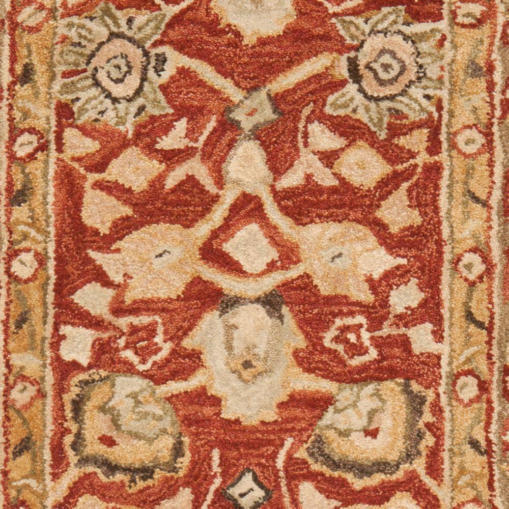 Handmade Rust and Green Floral Wool Runner Rug