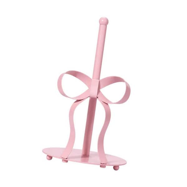 Kitchen Pink Bow Paper Towel Holder Coutertop, Bow Accent Paper Towel Holder, 3D Handmade Pattern, Weighted Base