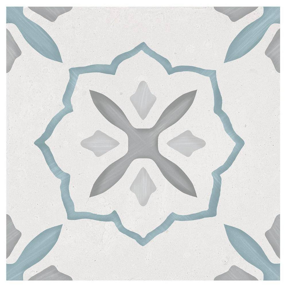 Stella Blue and Gray Matte Porcelain Encaustic Tile