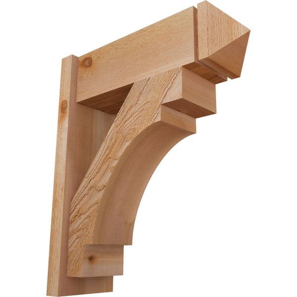 Ekena Millwork 8 in. x 28 in. x 24 in. Merced Arts and Crafts Rough Sawn Western Red Cedar Outlooker