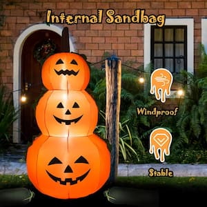 6 ft. Halloween Inflatable Stacked Pumpkins with LED Lights Blow Up Yard Decoration
