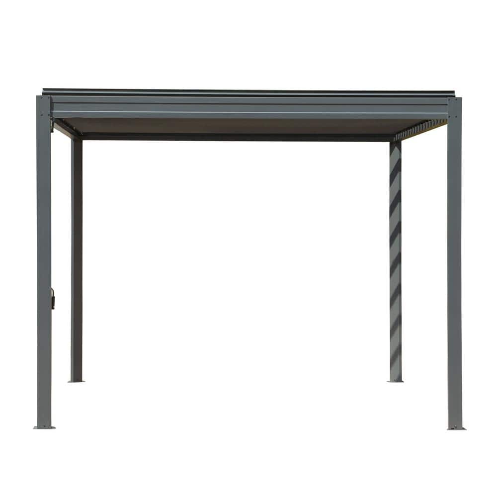 Gray Aluminum Louvered Pergola with Adjustable Roof, 10x13 ft