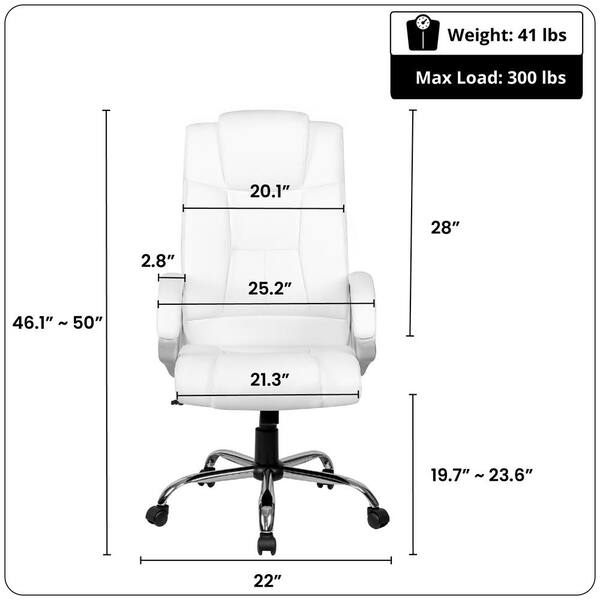 MAYKOOSH White High Back Executive Premium Faux Leather Office Chair with  Back Support, Armrest and Lumbar Support 29478MK The Home Depot