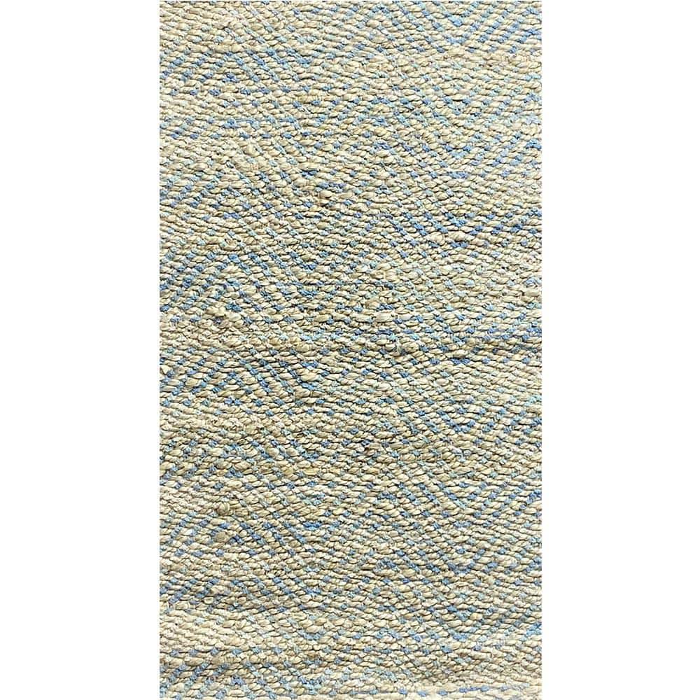 Accord Subtle Blue 2 ft. x 3 ft. Chevron Organic Jute Area Rug