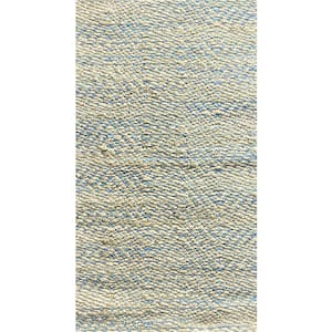 Delilah Accord Subtle Blue 7 ft. x 9 ft. Chevron Organic Jute Area Rug