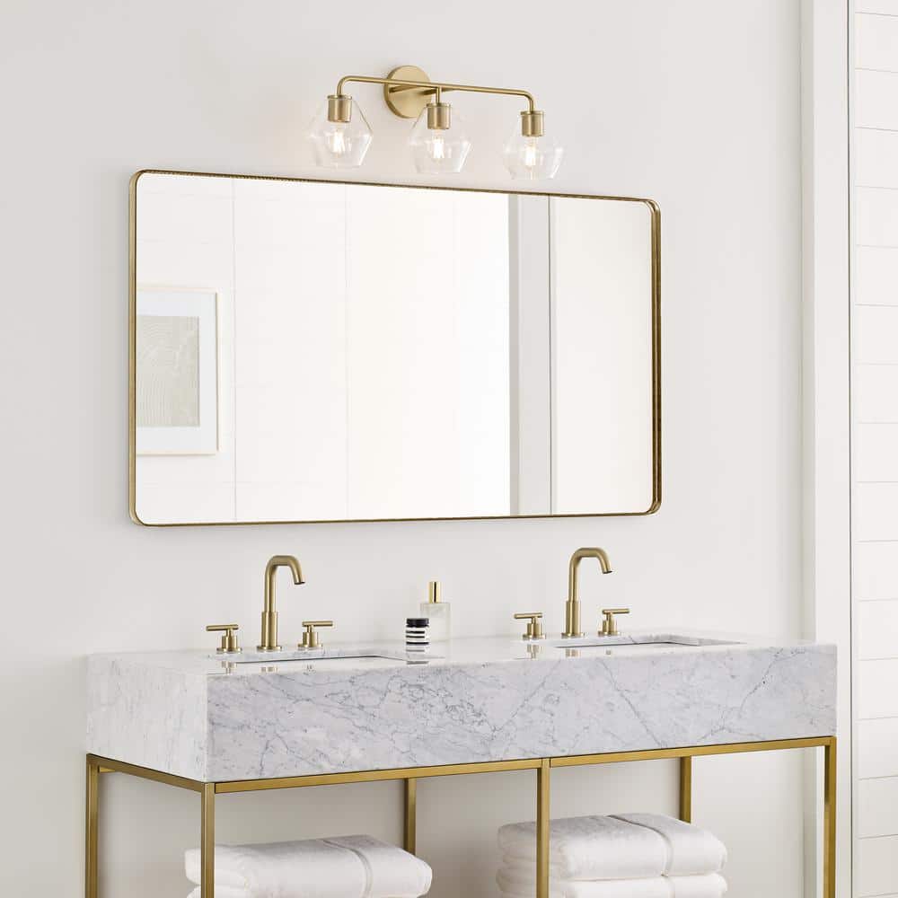 Jett 26" Satin Brass and Clear Glass Vanity Light