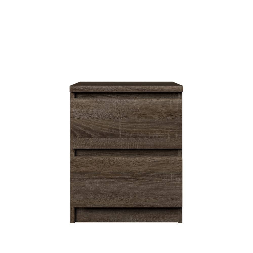 Truffle Oak 2-Drawer Modern Nightstand