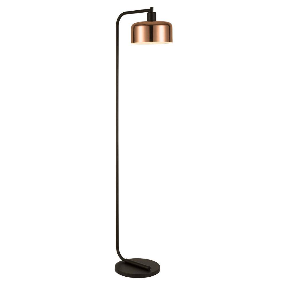 Sleek Industrial Elegance Bronze Floor Lamp with Polished Copper Shade