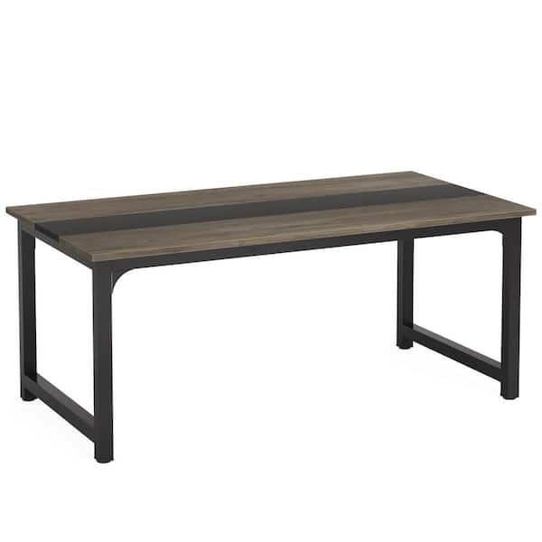 Capen 63 in. Rectangle Gray Engineered Wood Large Tabletop Executive Computer Desk with Thicken Frame for Home Office