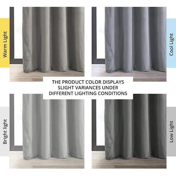 Signature Silver Grey Grommet Blackout Velvet Curtain