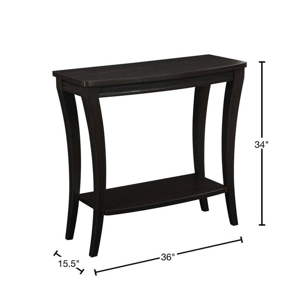 Espresso Wood Console Table with Storage Shelf, 36"