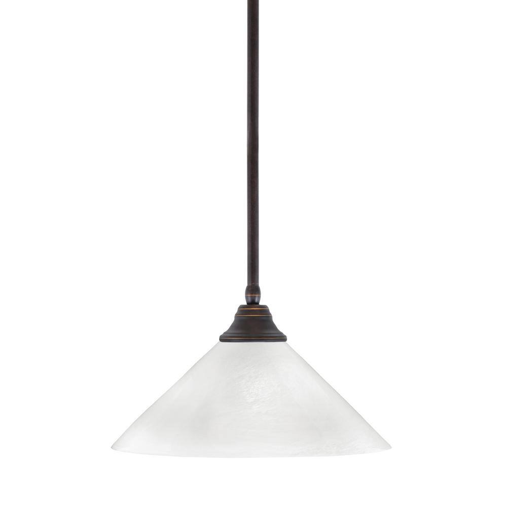Sparta 100-Watt 1 Light Dark Granite Shaded Pendant Light with 16 in. White