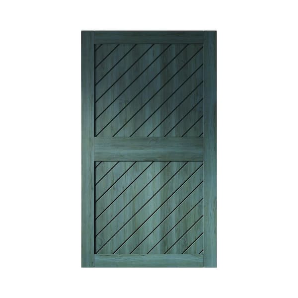HOMACER XT1 50 in. x 84 in. C-Panel Solid Core Royal Pine Slanted Stripe Design Pine Wood Interior Sliding Barn Door Slab