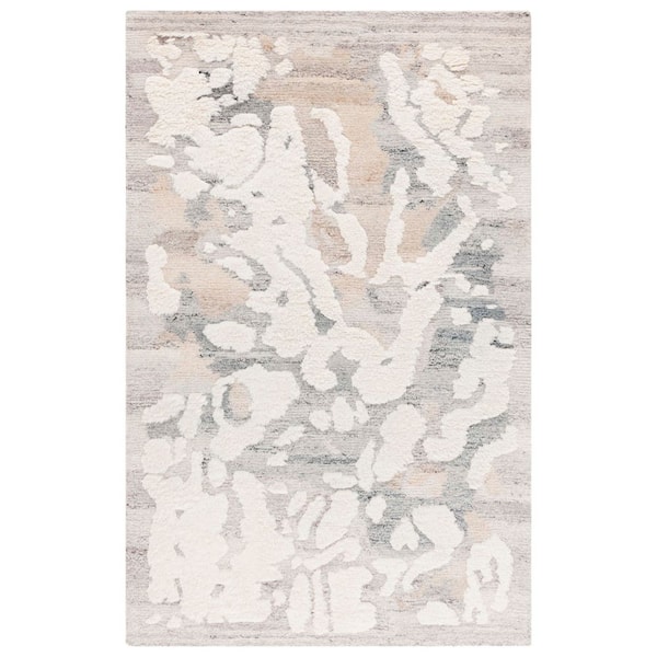 Casablanca Shag 8 ft. x 10 ft. Gray/Ivory High-Low Patchy Area Rug