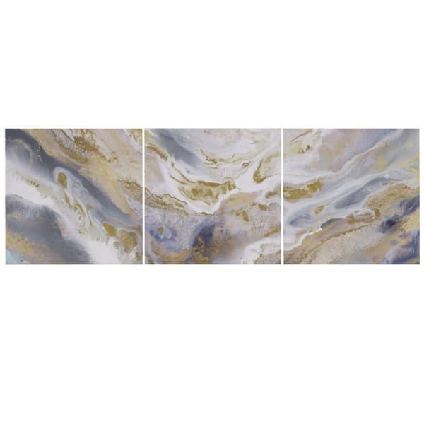 Miscool Anky 3-Piece Unframed Art Print 20 in. x 20 in. Glitter and Gold Foil Abstract Triptych Canvas Wall Art Set