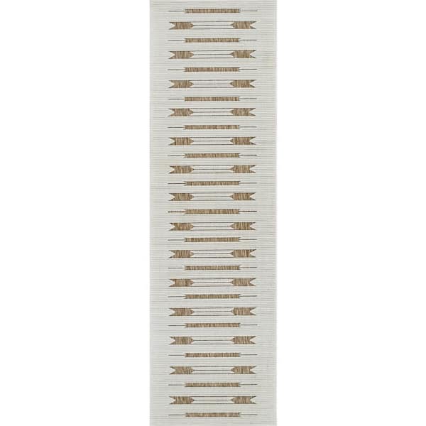 Maise Beige Brown 2 ft. x 8 ft. Modern Abstract Indoor Runner Rug