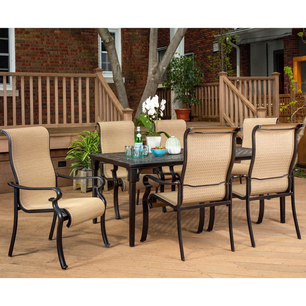 Hanover Brigantine 7 Piece Patio Outdoor Dining Set with 6 Dining Chairs and Aluminum Rectangular Dining Table BRIGANTINE7PC The Home Depot