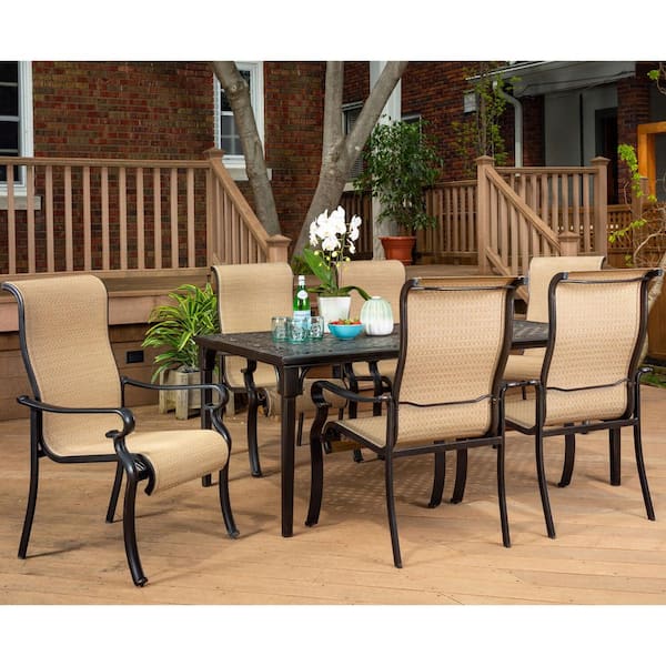 Hanover Brigantine 7-Piece Patio Outdoor Dining Set with 6-Dining Chairs and Aluminum Rectangular Dining Table