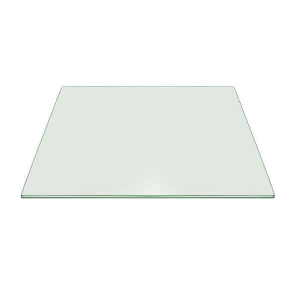 Fab Glass and Mirror 29 in. Clear Square Glass Table Top 3/8 in. Thick Pencil Polish Tempered Touch Corners