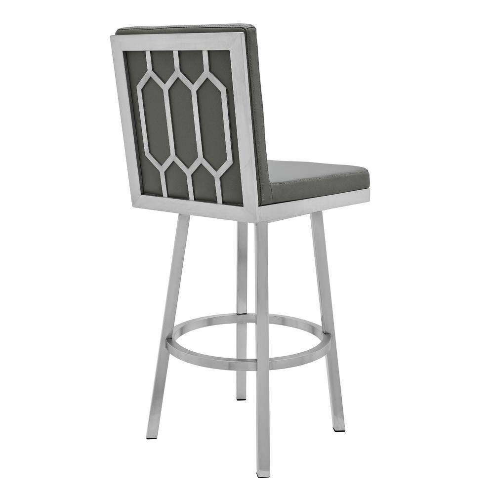 Swivel Gray Metal 44" Modern Barstool with Faux Leather