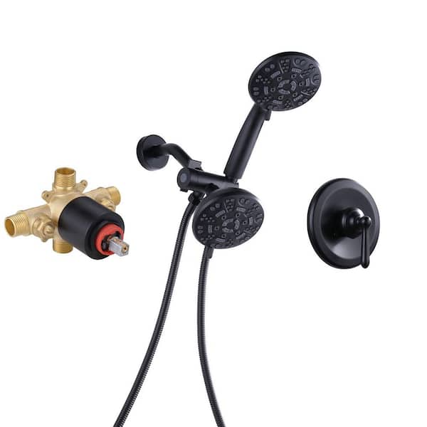 Single Handle 7-Spray Dual shower faucet Shower Faucet 1.8 GPM with Pressure Balance in Matte Black