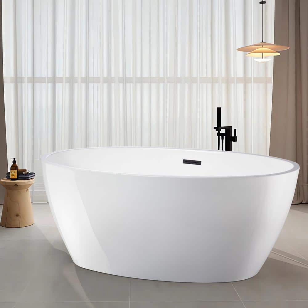 68.5" White Acrylic Freestanding Soaking Bathtub