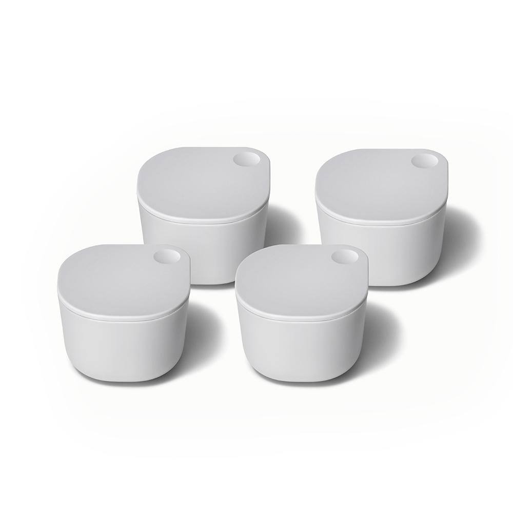 Gray 4-Piece Lidded Ramekin Set for Sauces and Snacks