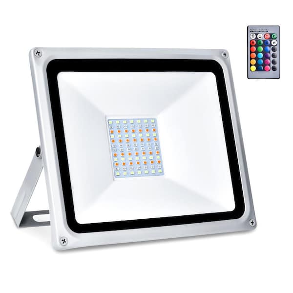 TYCOLIT 50-Watt 120-Degree Black 4th Generation Integrated LED Outdoor Flood Light with Remote Control
