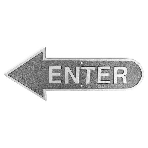 Montague Metal Products 6" x 15.5" Left Arrow Enter Statement Plaque Sign-Swedish Iron