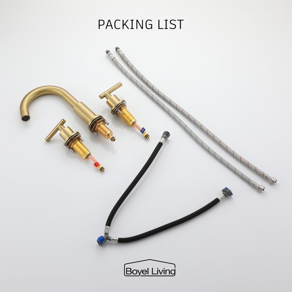 Brushed Gold 8-Inch Widespread 2-Handle Bathroom Faucet