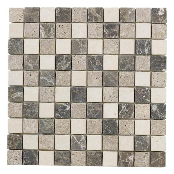 Jeffrey Court Emperador Mix Cream/Brown 11.625 in. x 11.625 in. Square Honed Marble Wall and Floor Mosaic Tile (9.38 sq. ft./Case)