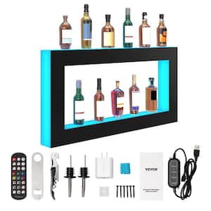 24-Bottles LED Lighted Liquor Bottle Display 48 in. Illuminated Home Bar Shelf 7 Static Colors Wine Racks