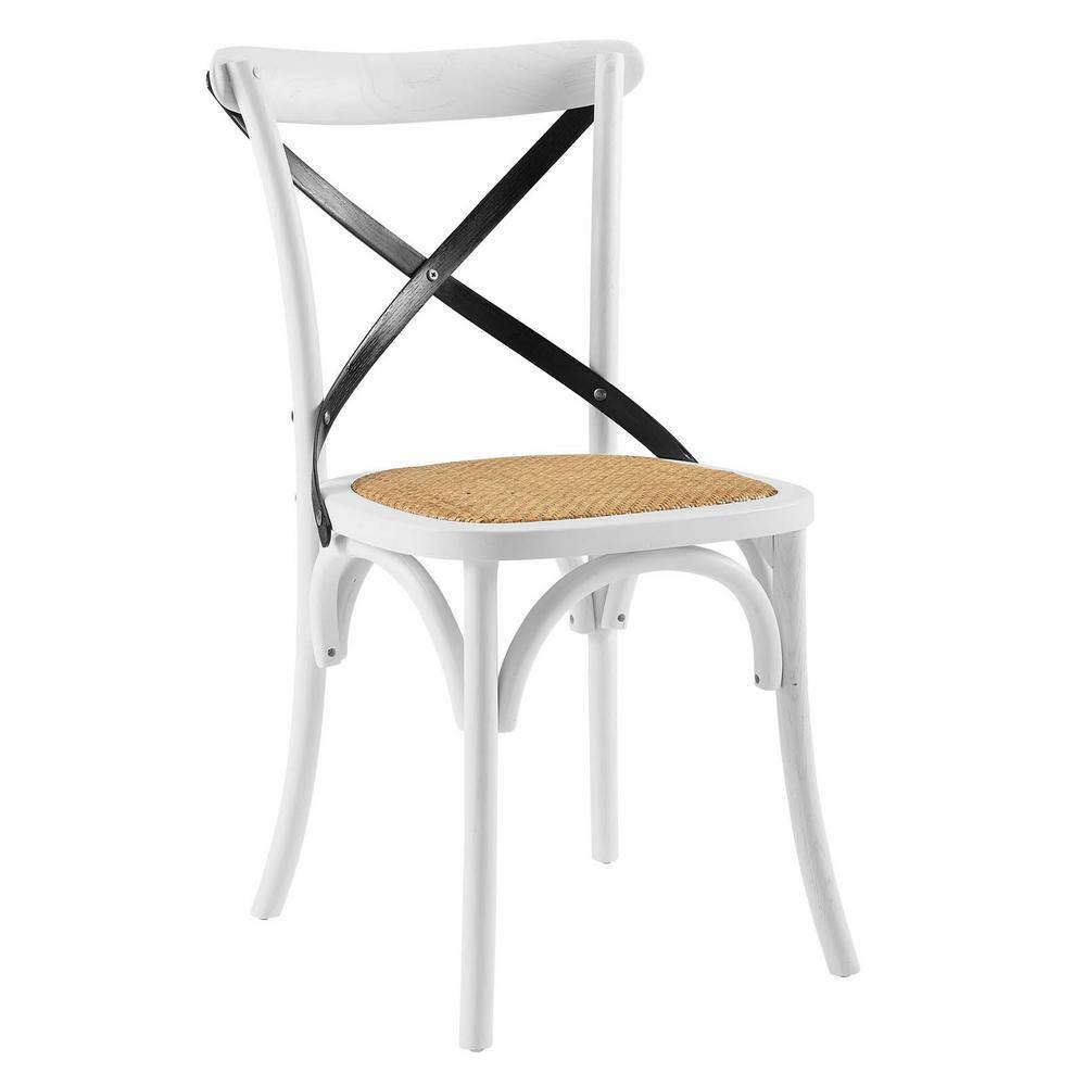 White and Black Cross Back Wood Dining Chair