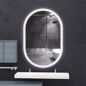 18 in. W x 26 in. H Small Oval Frameless Anti-Fog Wall Mounting Bathroom Vanity Mirror in White (Nature)