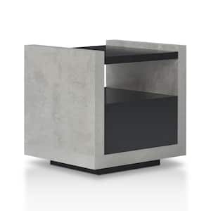 Linah 45 in. Gray and Black Rectangle Wood End Table