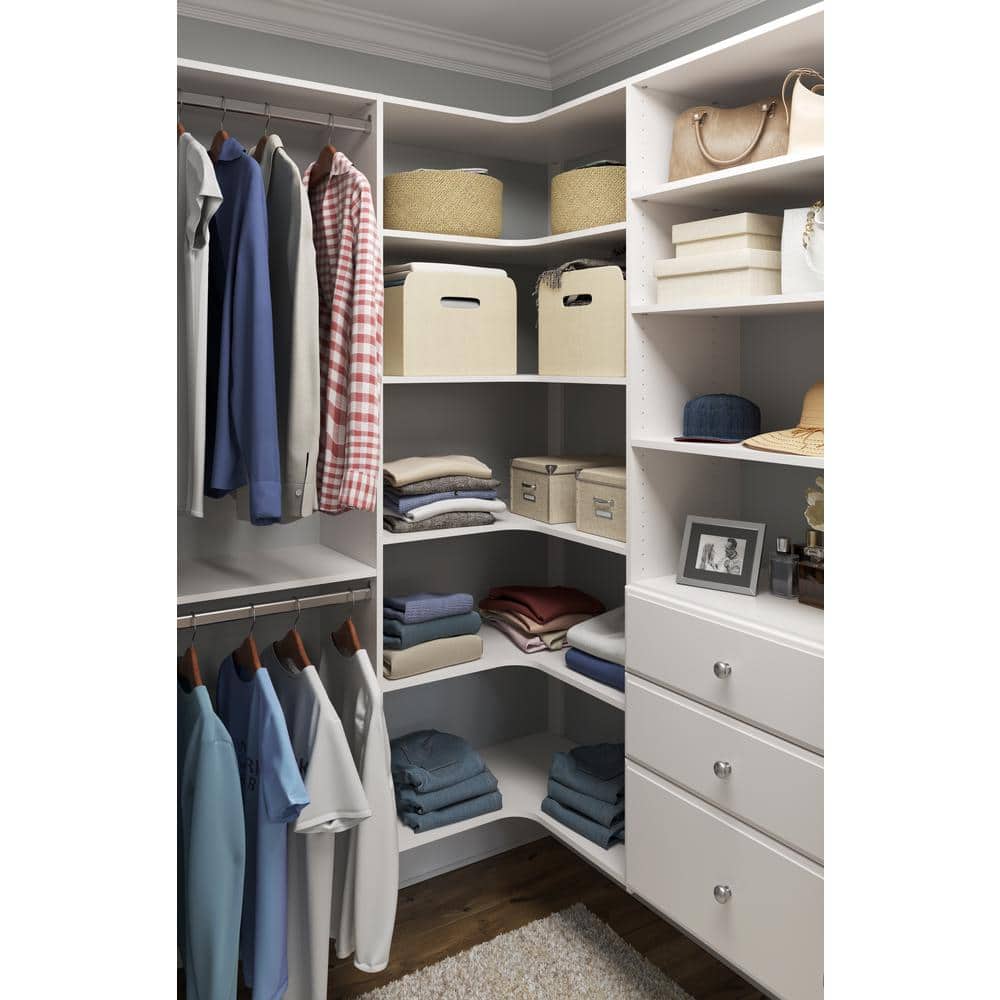 White Glossy 3-Tier Corner Closet Shelves