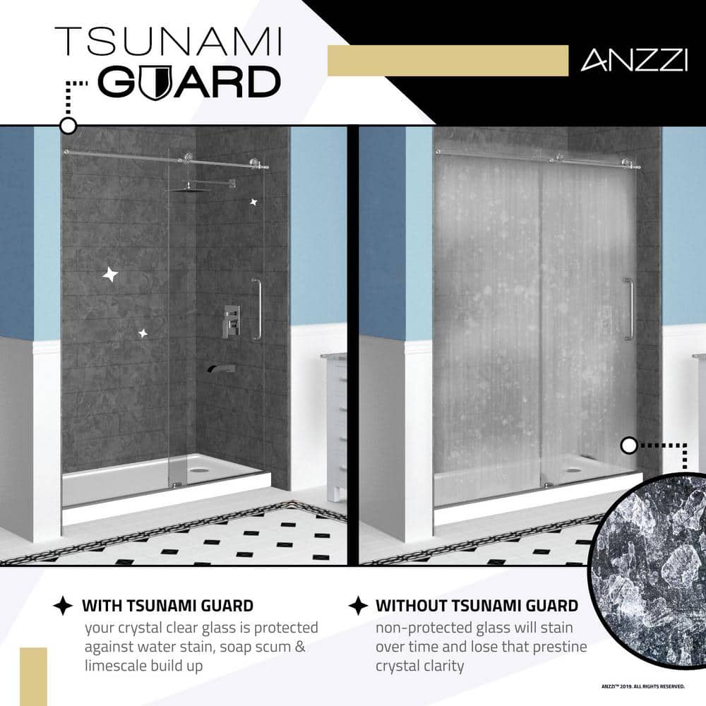 Matte Black 30" x 72" Frameless Hinged Shower Door