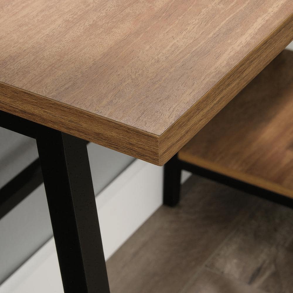Sindoori Mango and Black Wood Desk with Shelves