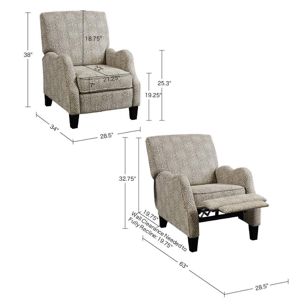 Thayer Transitional Beige Push Back Recliner with Solid Wood Legs