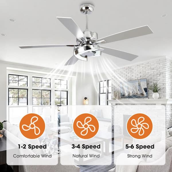 Parrot Uncle 52 in. Integrated LED Indoor Chrome 6-Speed Ceiling