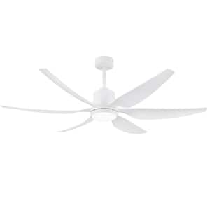 Aurora 66 in. Integrated LED Indoor White Ceiling Fans with Light and Remote Control Included