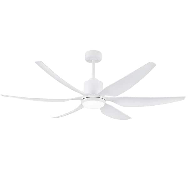 Breezary Aurora 66 in. Integrated LED Indoor White Ceiling Fans with Light and Remote Control Included
