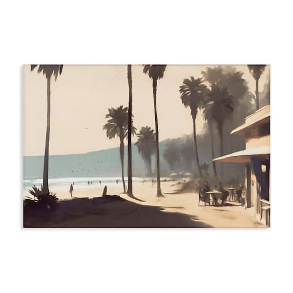 Stupell Industries Pink Canopy Beach Scene by Noah Bay Unframed Nature Graphic Art Print 16 in. x 24 in.